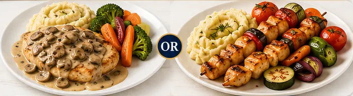 Chicken Dinner Menu dishes served on a private yacht in Istanbul
