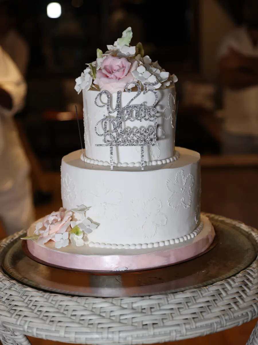 Anniversary cake on a yacht