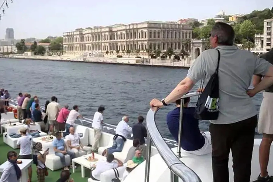 Guests on the deck of the lunch cruise