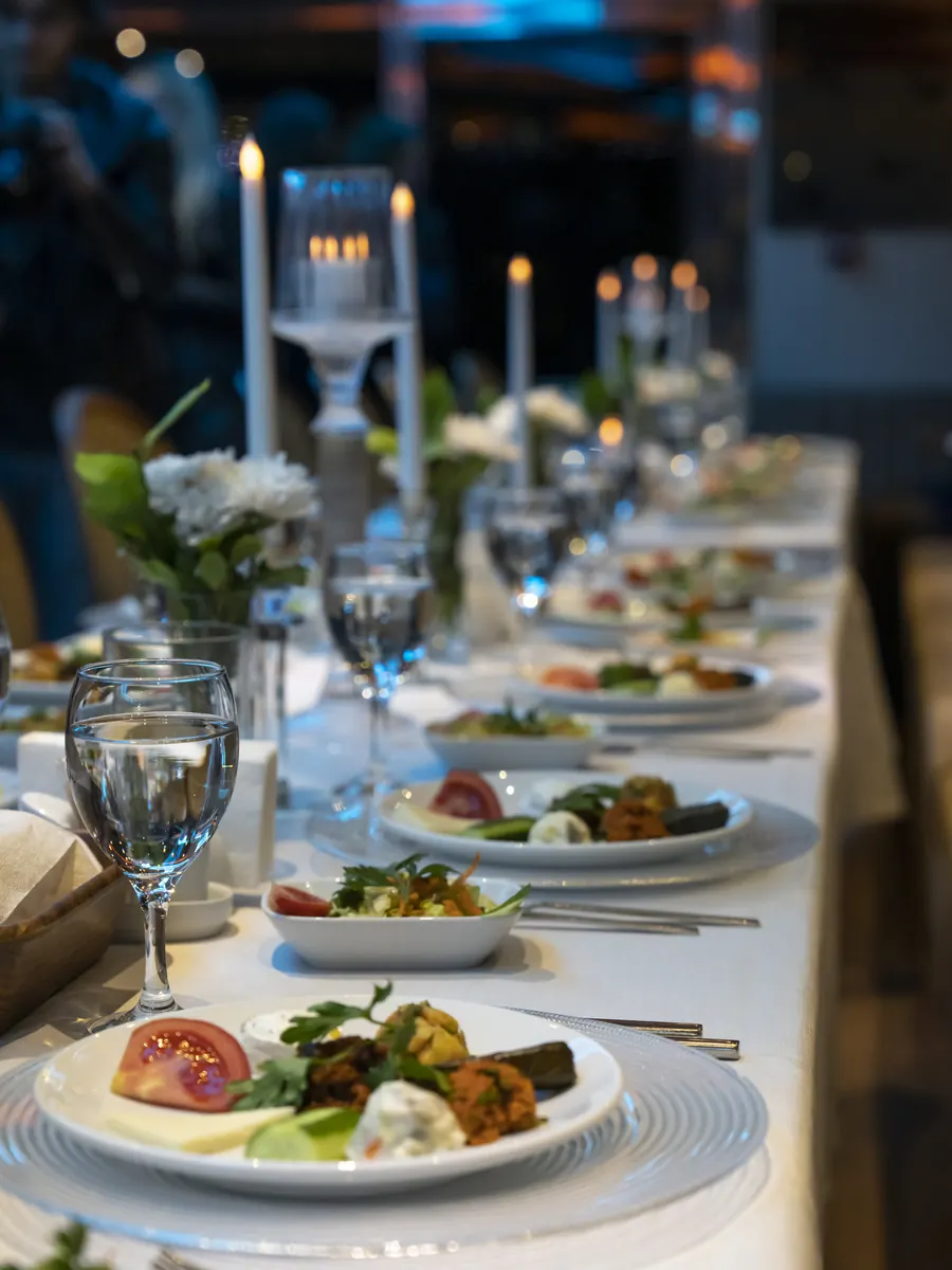 Place setting for a gala dinner on a yacht