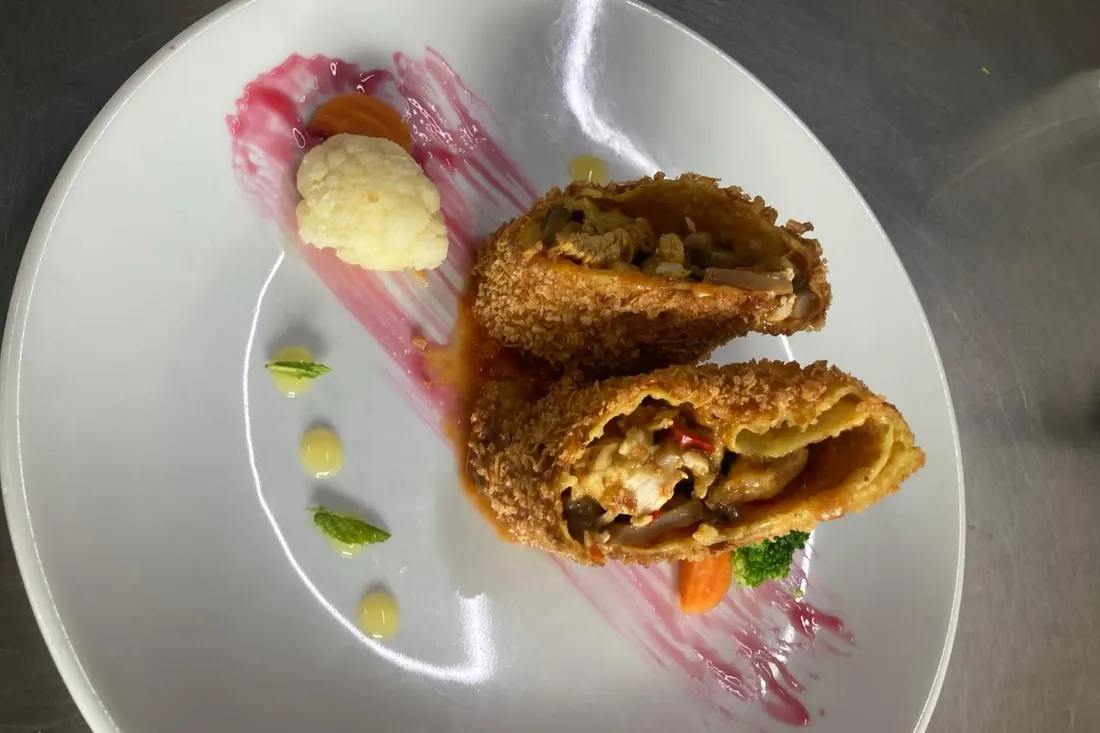 Chef's starter plated for a dinner cruise