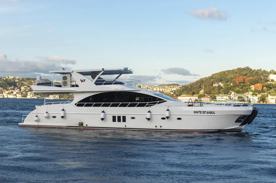 Private yacht on the Bosphorus on a summer day