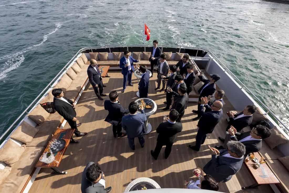 Guests on the aft deck during a launch event