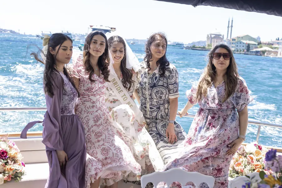 Bride to be and her friends on a yacht