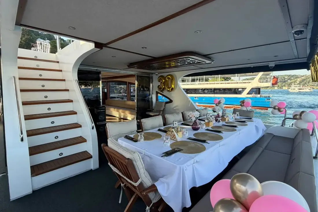 Aft deck set for a birthday on Sea Fairy