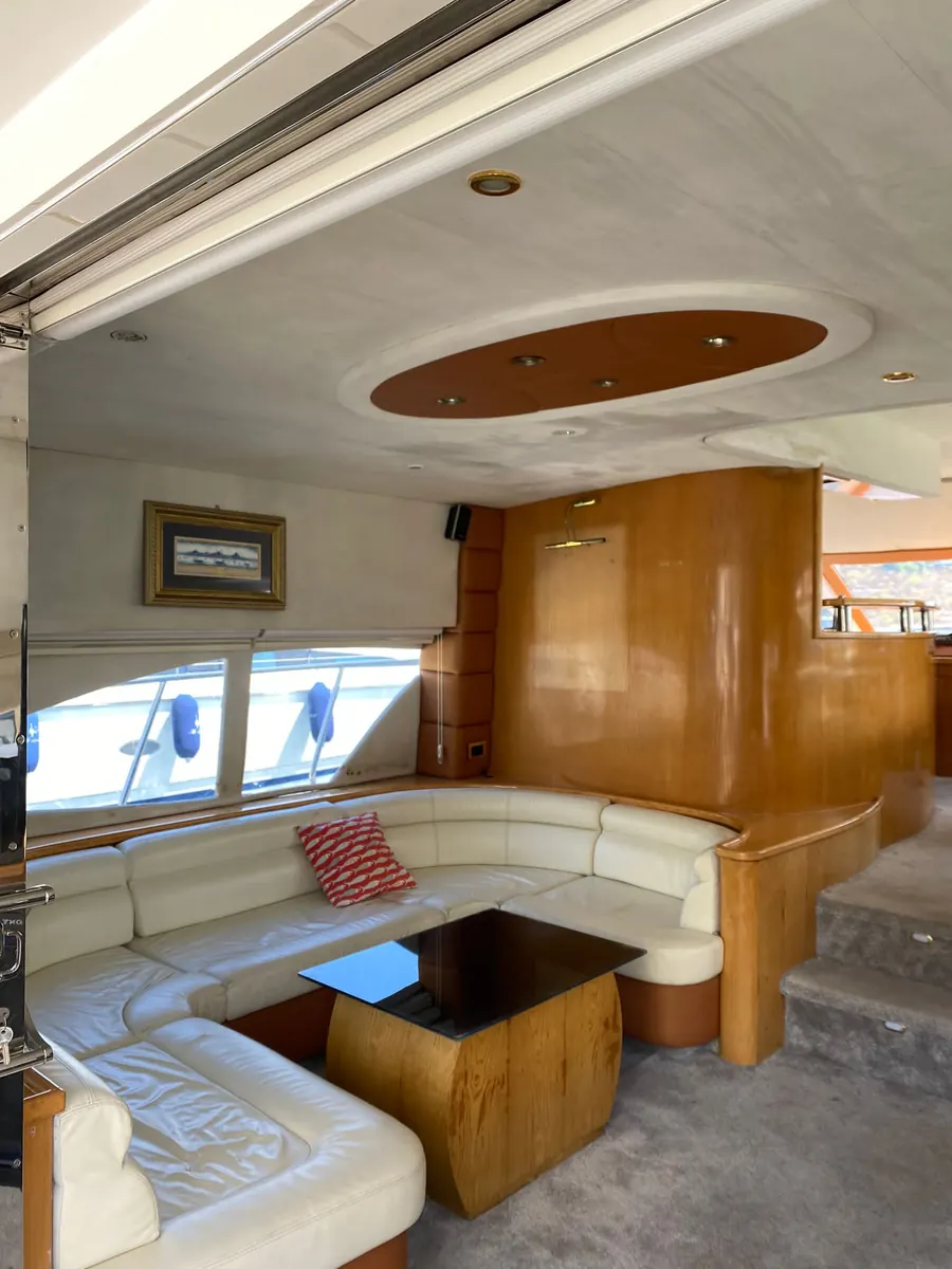 Interior lounge of the Riviera yacht