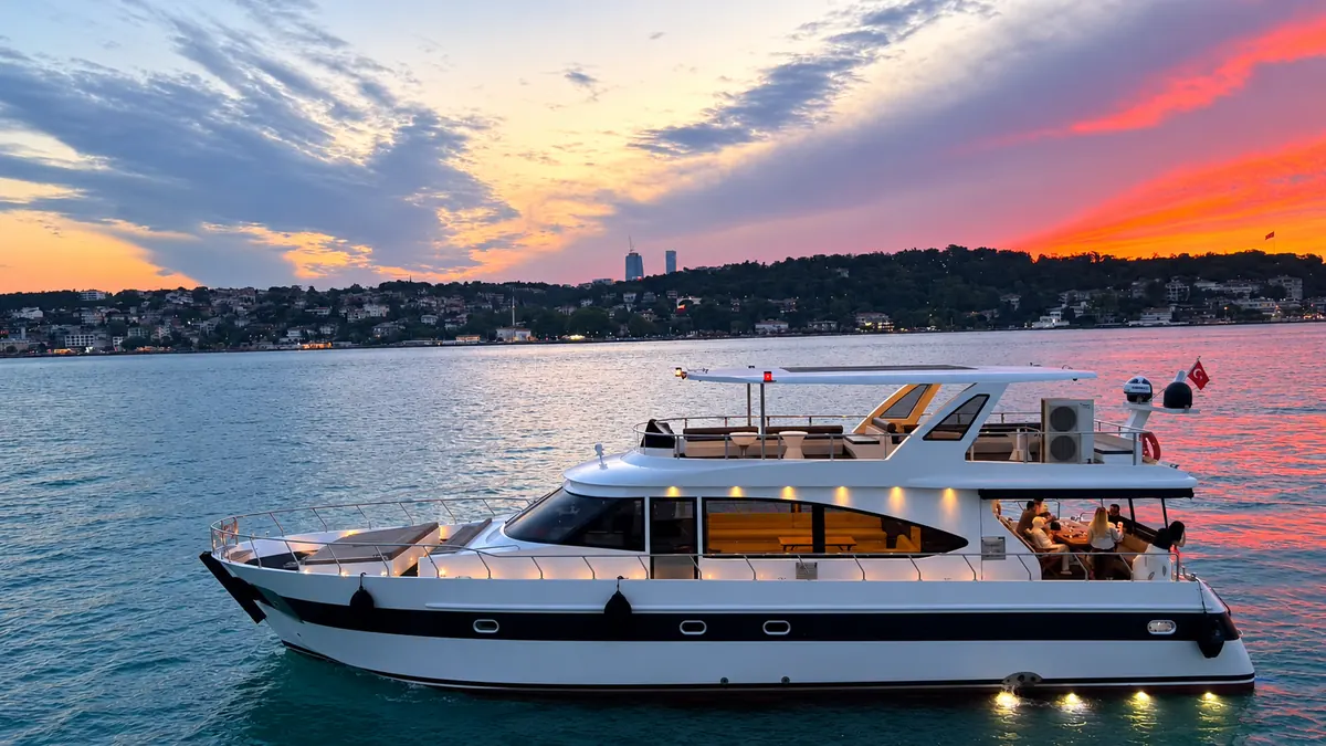Sea Fairy yacht on the Bosphorus at sunset