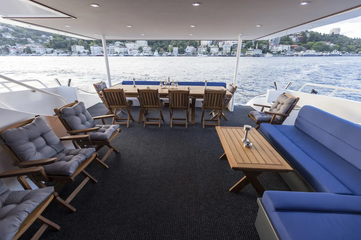 Aft deck dining area on White Istanbul