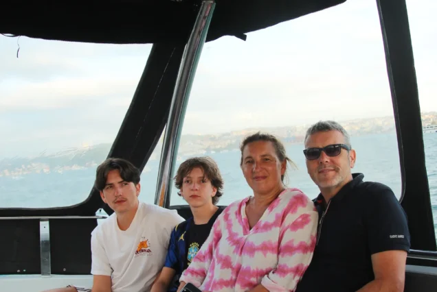 Family enjoying the Bosphorus sunset cruise in Istanbul