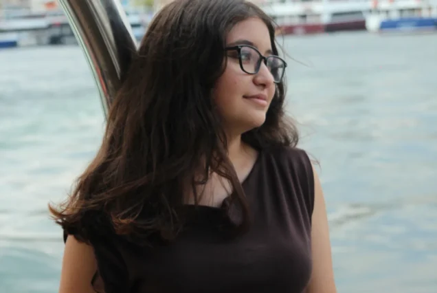 Guest portrait with the Istanbul skyline on the Bosphorus cruise