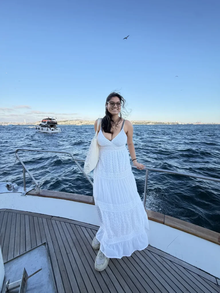 Daytime private Bosphorus boat with the Istanbul skyline behind